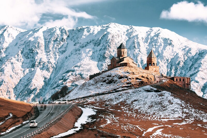 Stepantsminda, Gergeti, Georgia: Near church in early winter