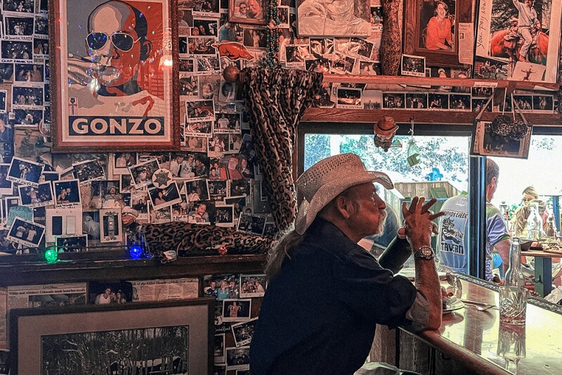 Thompson fans making a pilgrimage to Woody Creek, Colorado, shouldn’t miss a drink (and maybe a tale or two) at the Woody Creek Tavern, once a favorite Thompson haunt.