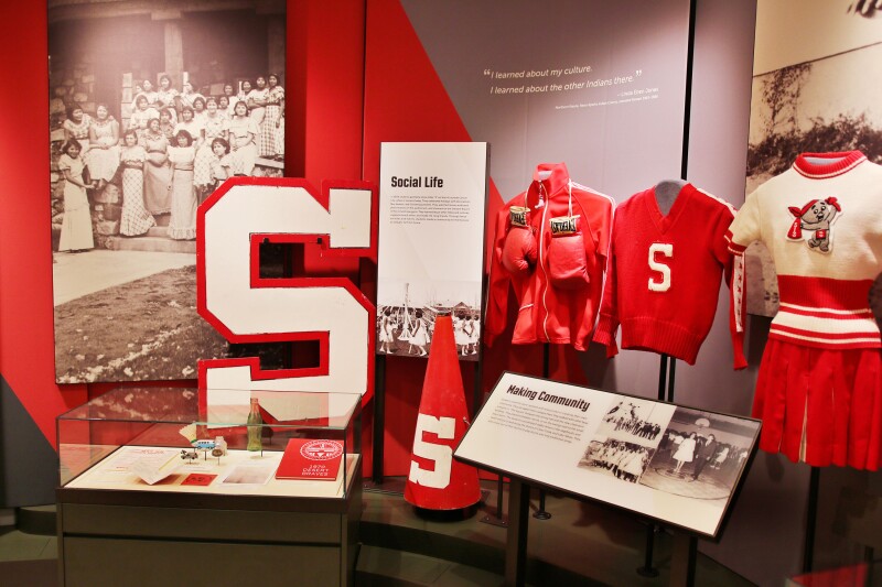 Uniforms from Stewart Indian School are on display at the former site, which is now a cultural center and museum.