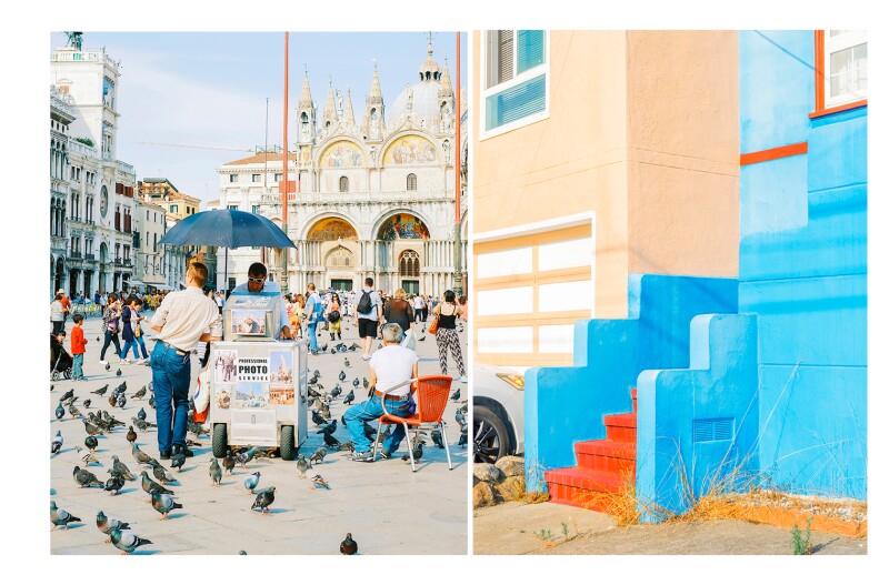 Left: 3:30 p.m. Venice, Italy; Right: 4:00 p.m. San Francisco, United States