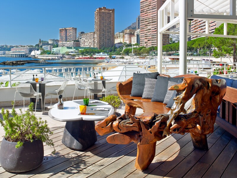 View of a seating area in a Luxury Group yacht in Monte Carlo.