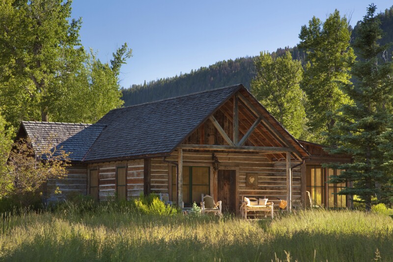 Exterior of Bluebird, a private one-bedroom home that sits along Rock Creek.