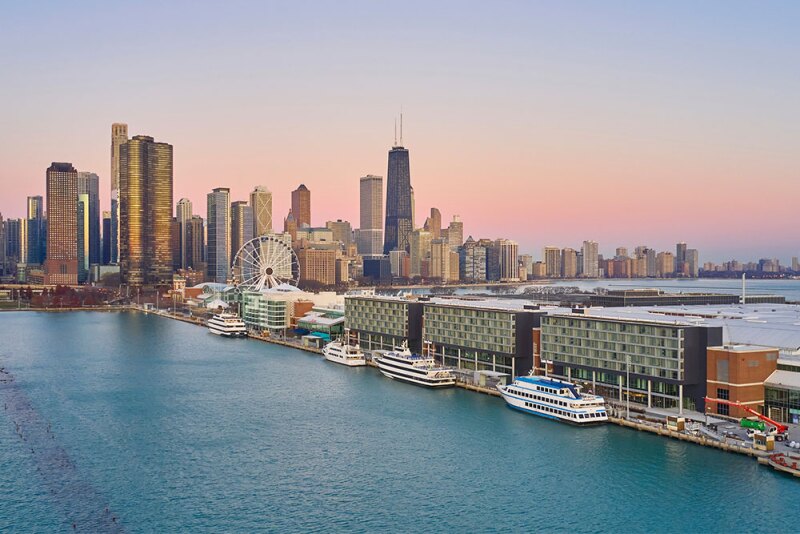 The rooms at Sable at Navy Pier are halfway along the pier, giving them great views of both lake and skyline.