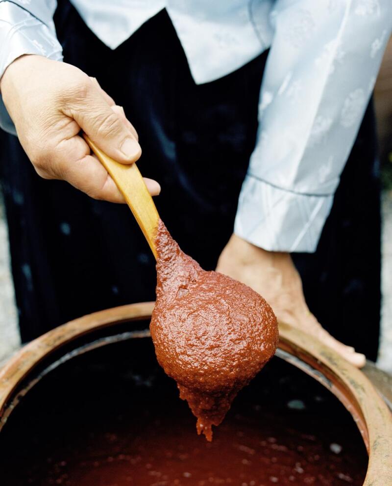 Gochujang has a thick texture, and is usually thinned with liquid.