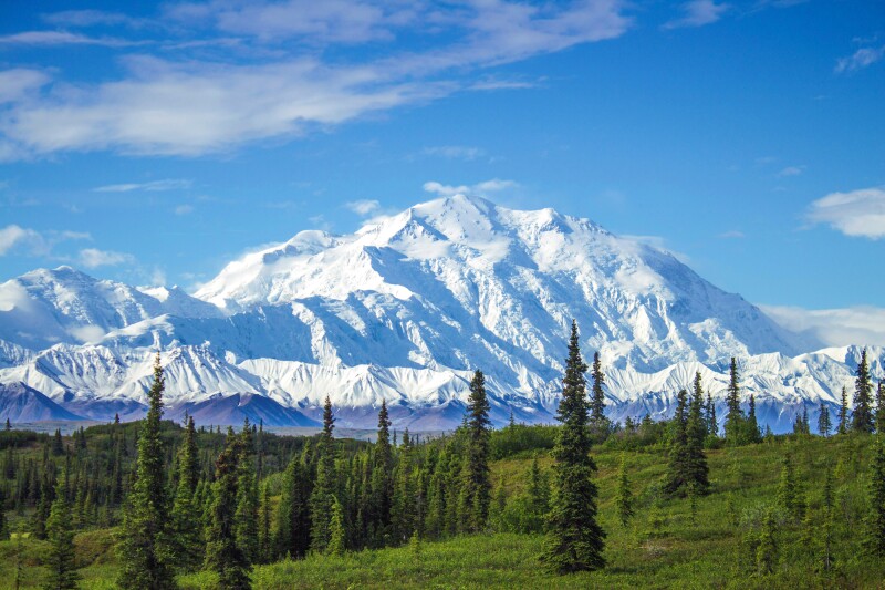 Denali is the tallest mountain peak in North America.
