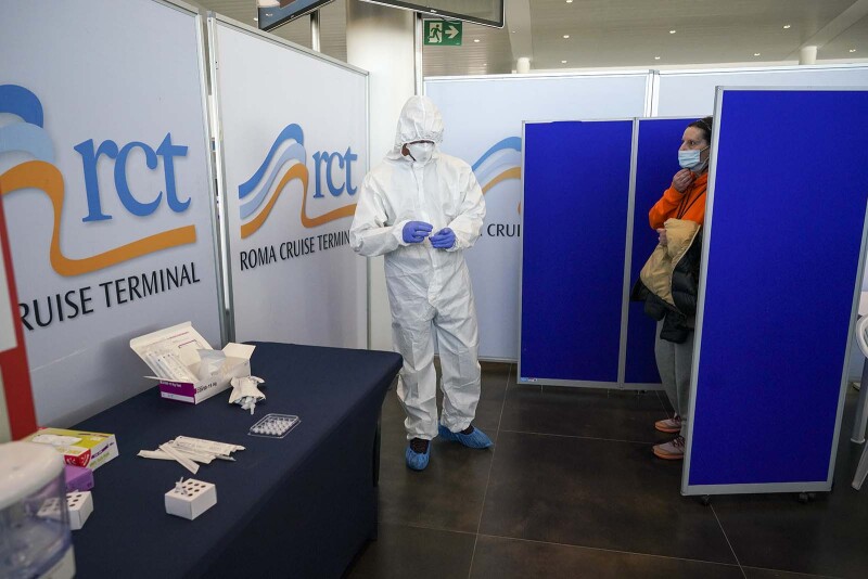 Passengers and crew are tested for COVID-19 before and during cruises in Italy right now.