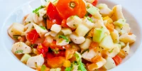 A bowl of conche ceviche, a speciality in Belize