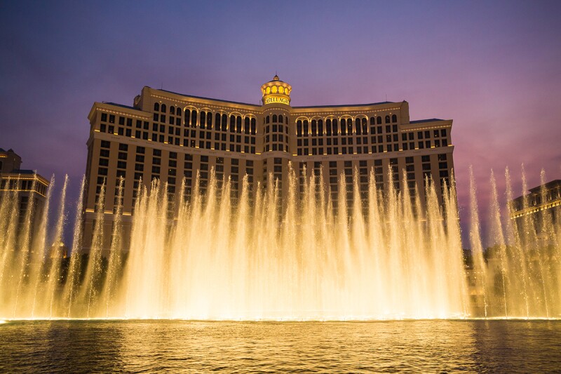 The famous fountains in front of the Bellagio in Las Vegas