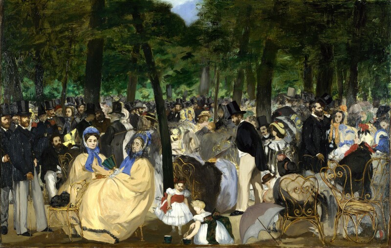 Manet’s painting “La Musique aux Tuileries” shows a weekly concert in 1862.