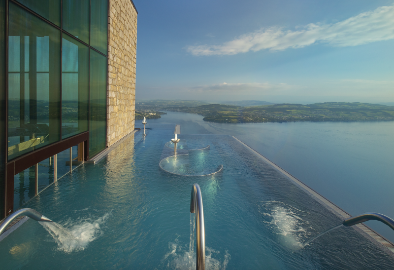 The infinity pool at Bürgenstock overlooks Lake Lucerne.