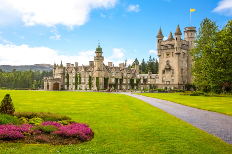 Aberdeenshire, Scotland - July 27, 2012: The Balmoral castle, summer residence of the British Royal Family.
