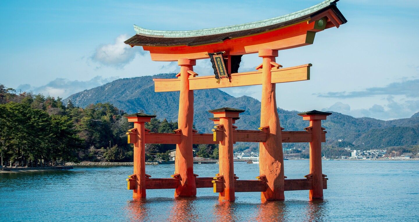 View of the torii gate on Miyajima Island