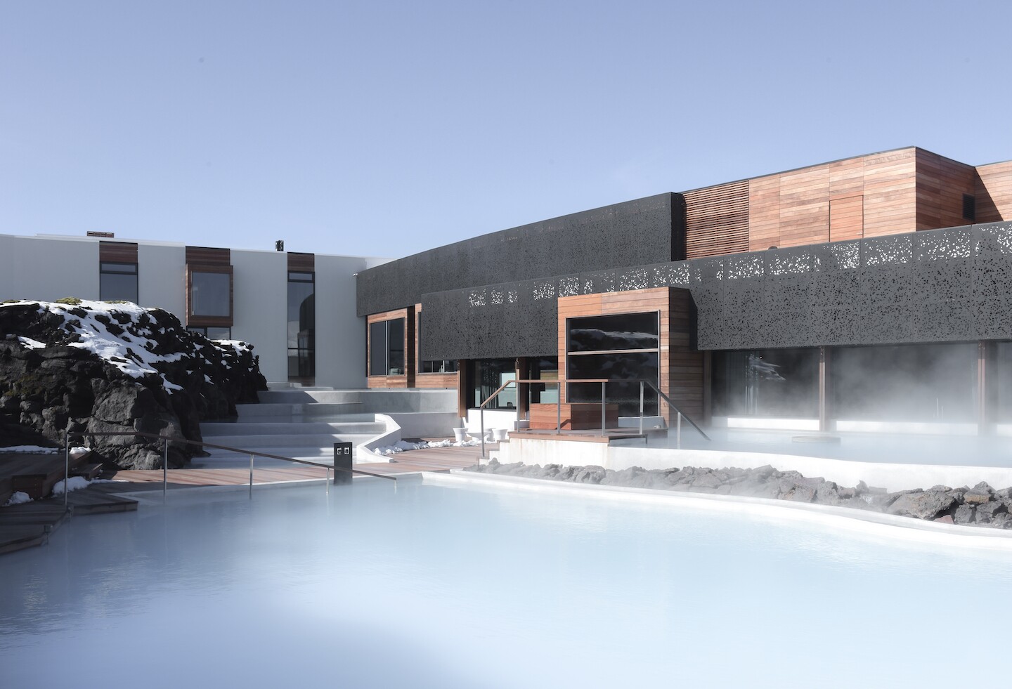 One of three geothermal pools at the Retreat at Blue Lagoon in Iceland