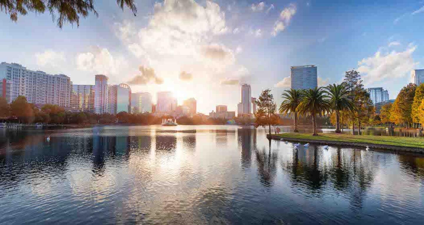 The Orlando skyline across the water