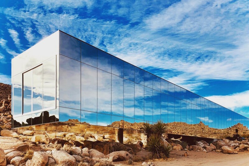 Joshua Tree's rectangular glass Invisible House is designed to blend into the desert surroundings.