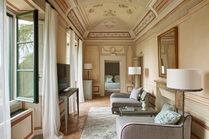 The living room in a Heritage Suite