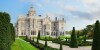 Adare, Ireland, river Maigue, 19th-century Manor, stone walls, turrets, and gables on 840 acres of manicured gardens and wild woodlands, Gothic Revival style,  365 stained-glass windows, 52 chimneys,