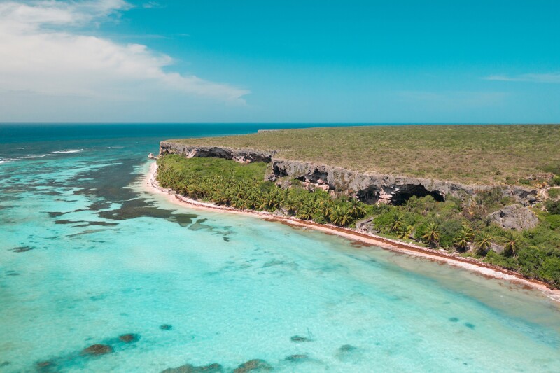 The unspoiled coastline of Mona Island.