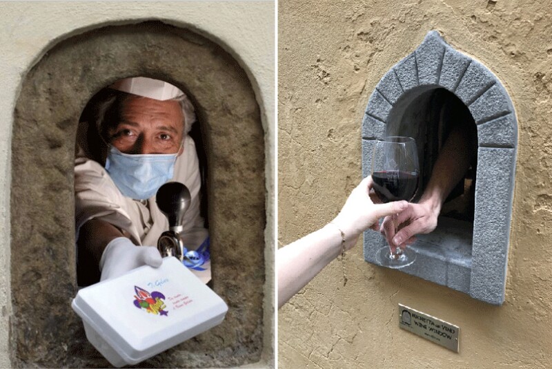 In Florence, Vivoli is serving its iconic gelato through a wine window, and others are using the windows for their originally intended purpose—vino!