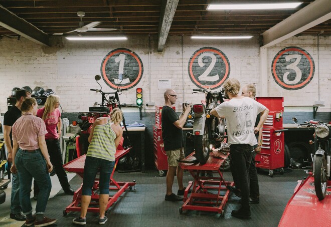 Rising Sun Workshop, restaurant and motorcycle workshop in Sydney, Australia.