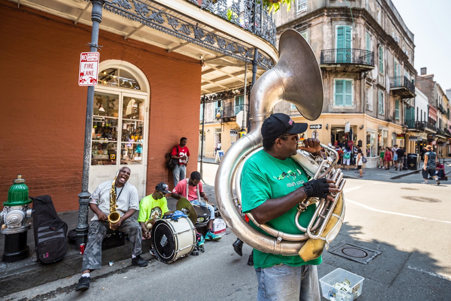 People playing instruments in the French Quarter, New Orleans