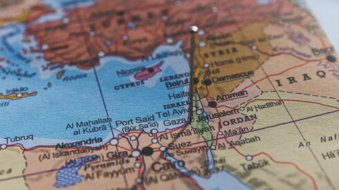 A map of the Middle East with a focus on Israel and its surrounding countries