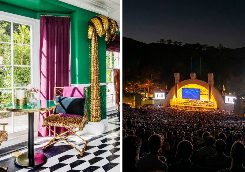 The Prospect Hollywood lobby (left); Hollywood Bowl (right)