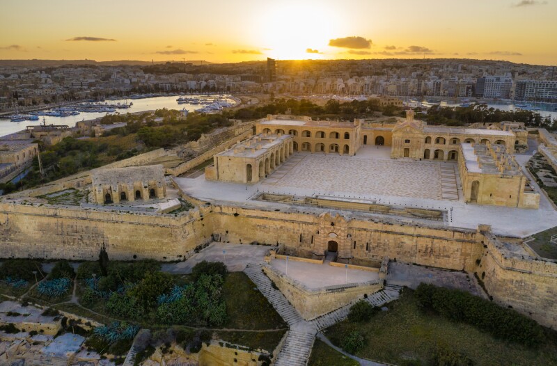 An aerial view of Fort Manoel in Malta