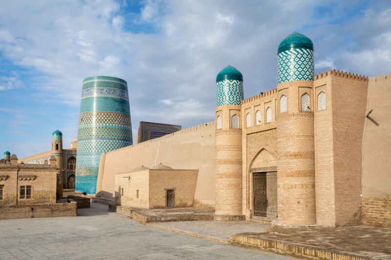 The Kunya Ark citadel in Khiva was built in the 17th century as a residential complex for the khan.
