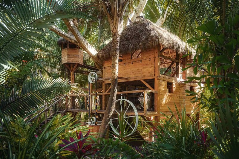 The jungle-themed playhouse at One&Only Mandarina, surrounded by greenery