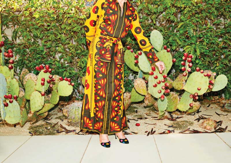Iris frequently brought fabrics, including this vivid print from Zanzibar, home from her trips.