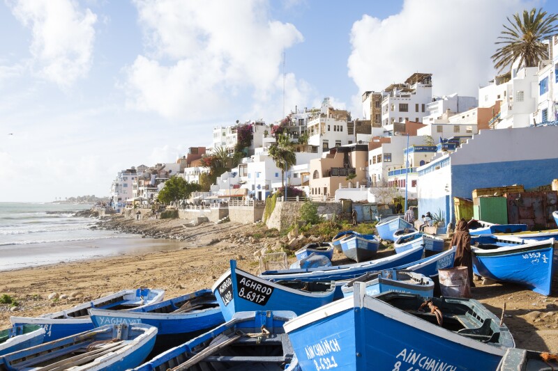 The fishing village of Taghazout has become a popular surfing destination.