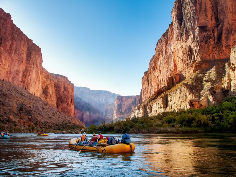 White-water rafting through the Grand Canyon offers a memorable adventure.