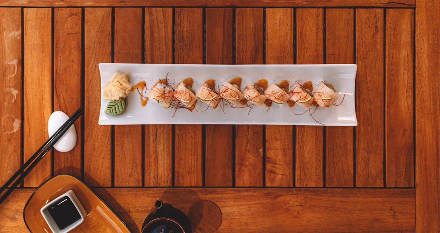 A plate of sushi on a table