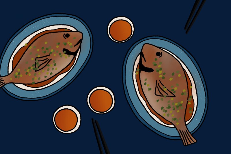 Many dishes are served (like fish) because they have similar sounds to something families want for the coming year (like a surplus of wealth).