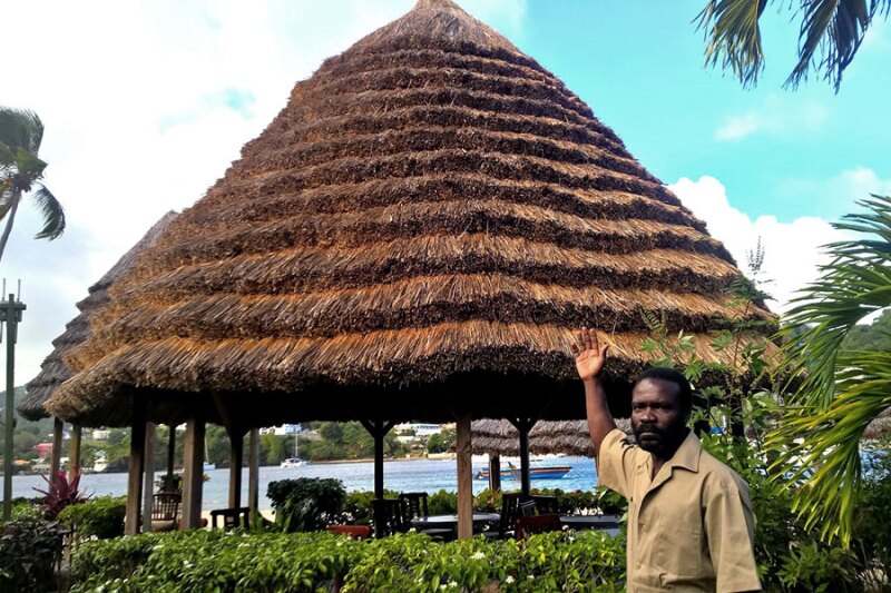 Vidal Joseph literally provides the roof over your head at Young Island.