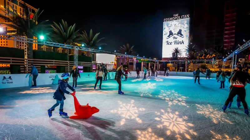 Ice skating above the Strip makes for a magical winter experience.